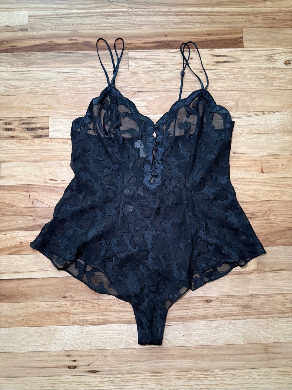 Vintage Victoria’s Secret Gold Label Sheer Brocade Teddy Bodysuit Lingerie